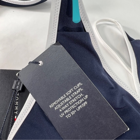 NEW w/Tags Tommy Hilfiger Tankini Swim Top Women's Medium Navy Blue Stretch Belt - Picture 11 of 13